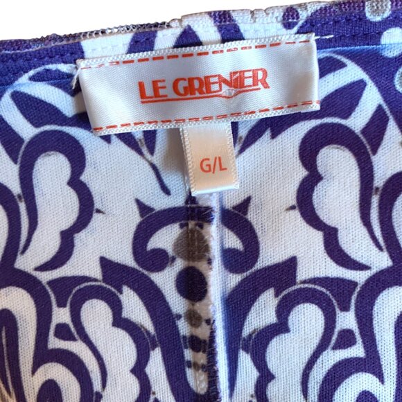 LE GRENIER -  Blue & white Lace Layered Sleeveless Top L - Picture 7 of 8